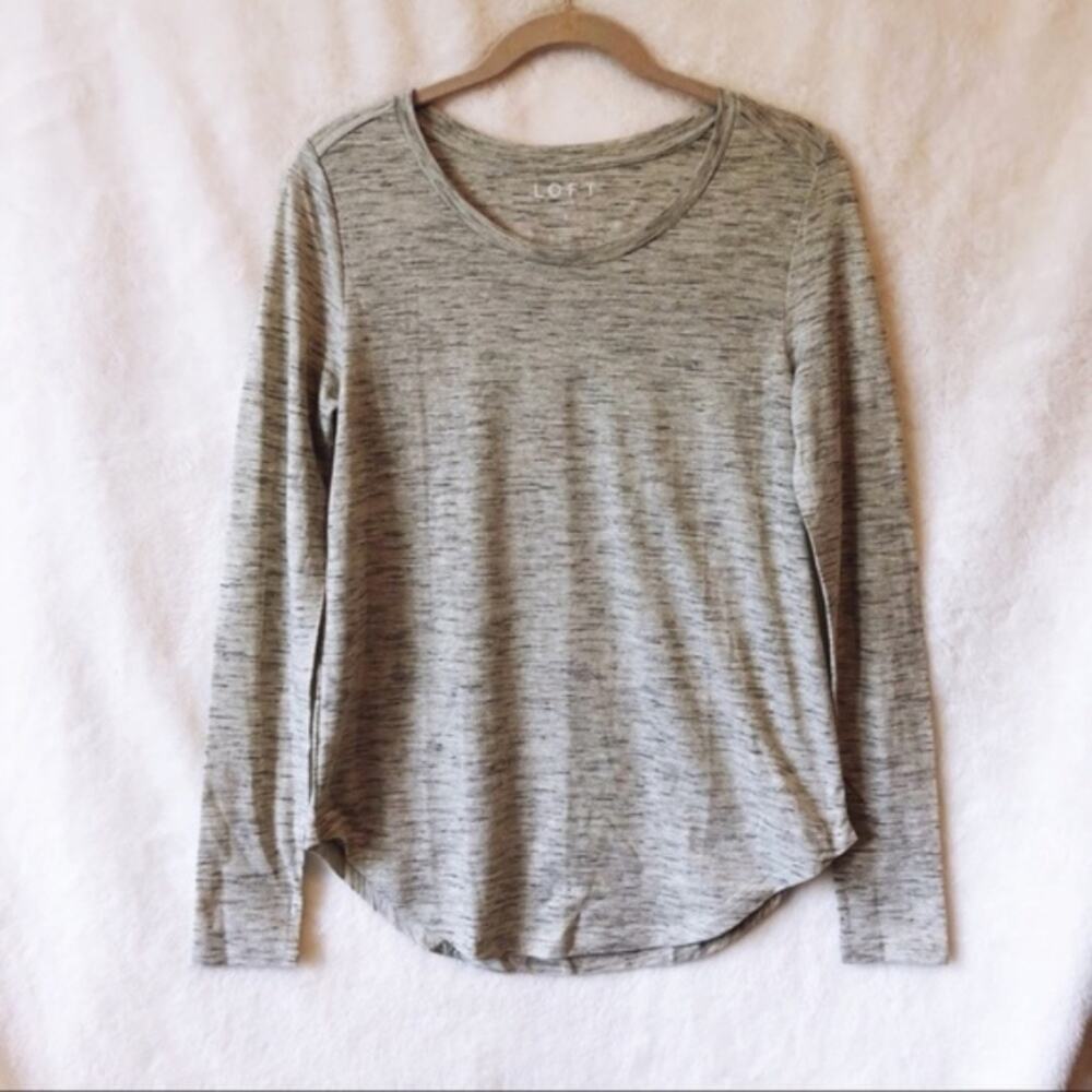 LOFT Gray Shimmer Long Sleeve Top